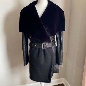 BCBG Max Azria leather & faux shearling coat